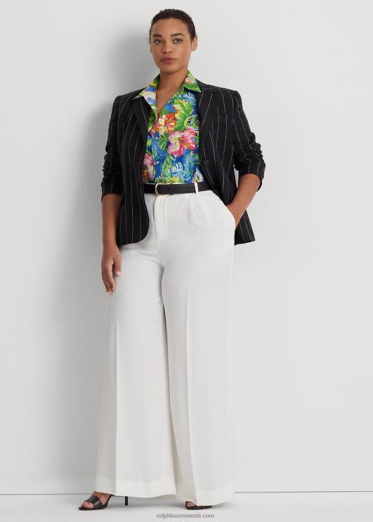 Ralph Lauren naised triibuline linane bleiser PR0V4559 must/kreem