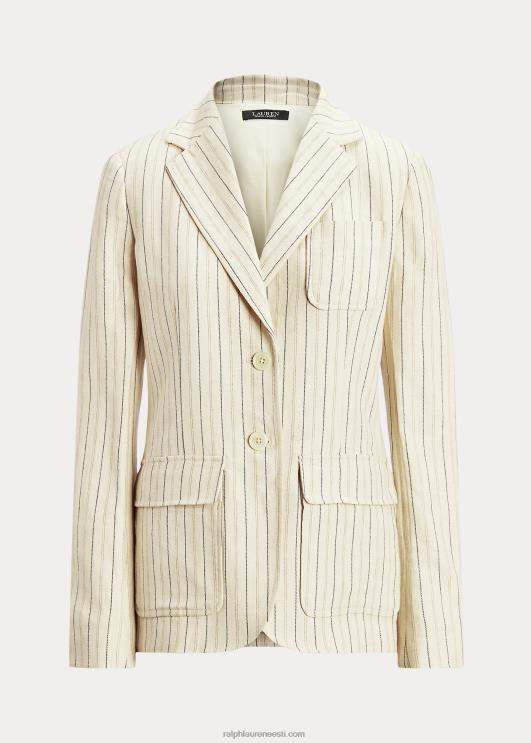 Ralph Lauren naised triibuline linasest toimsest bleiser PR0V4111 kreemjas/rafineeritud merevägi