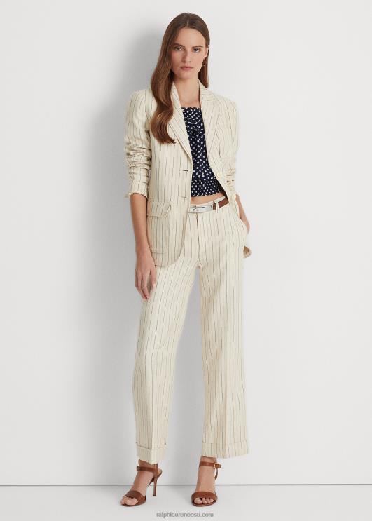 Ralph Lauren naised triibuline linasest toimsest bleiser PR0V4111 kreemjas/rafineeritud merevägi