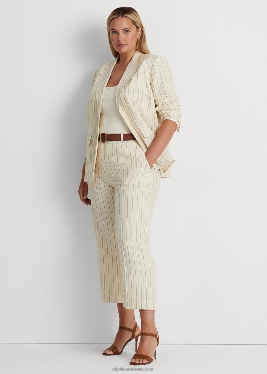 Ralph Lauren naised triibuline linasest toimsest bleiser PR0V4681 kreemjas/rafineeritud merevägi