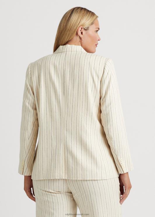 Ralph Lauren naised triibuline linasest toimsest bleiser PR0V4681 kreemjas/rafineeritud merevägi