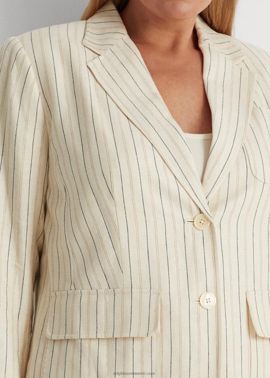 Ralph Lauren naised triibuline linasest toimsest bleiser PR0V4681 kreemjas/rafineeritud merevägi