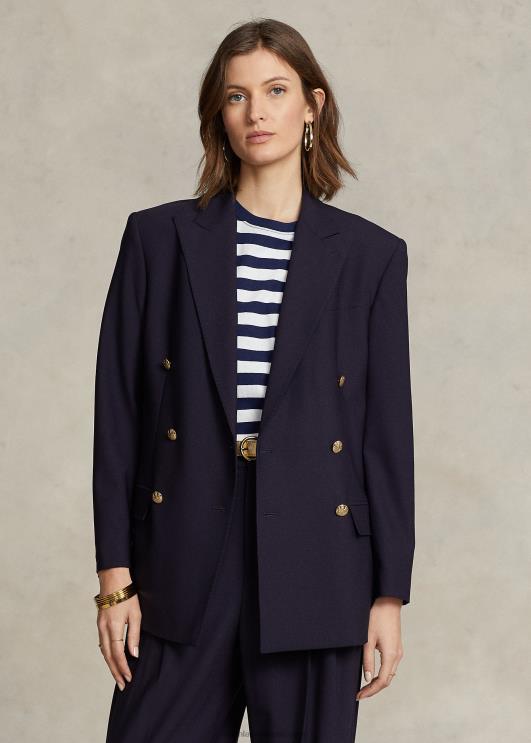 Ralph Lauren naised villaseguga kaherealine bleiser PR0V9175 merevägi