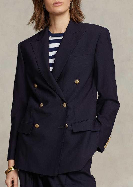 Ralph Lauren naised villaseguga kaherealine bleiser PR0V9175 merevägi