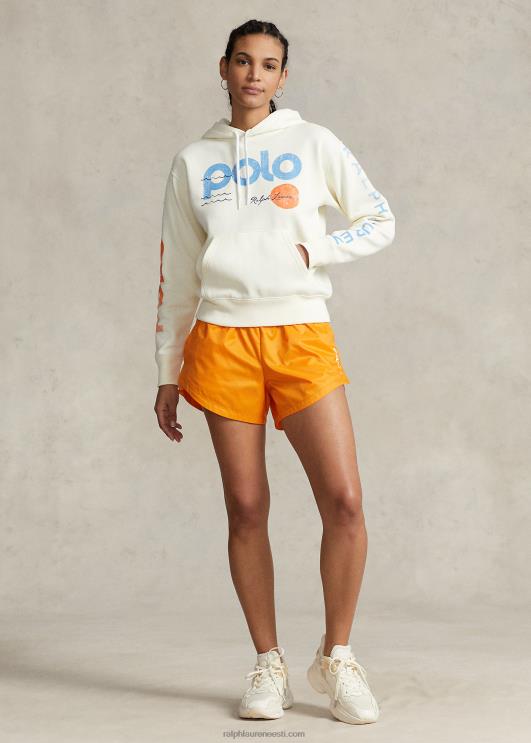 Ralph Lauren naised Logo & wave graafiline fliisist kapuuts PR0V3079 klubimaja kreem