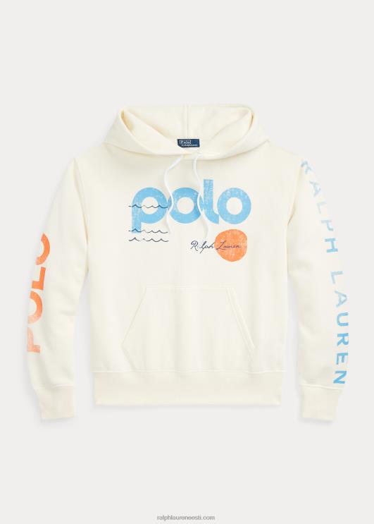 Ralph Lauren naised Logo & wave graafiline fliisist kapuuts PR0V3079 klubimaja kreem