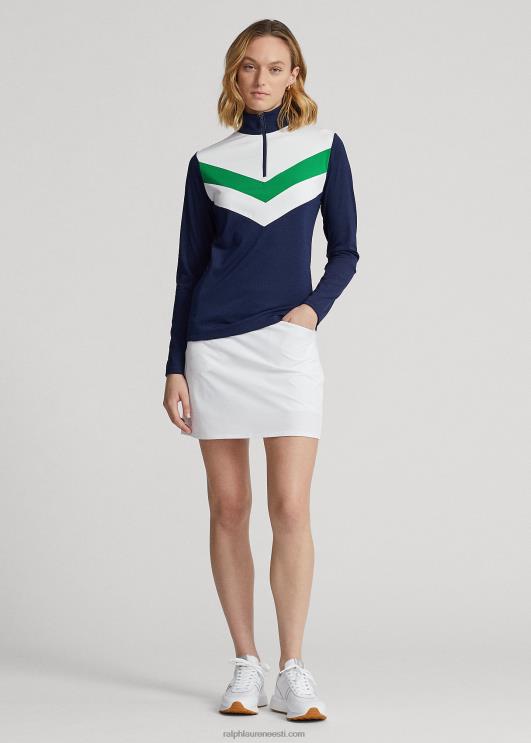 Ralph Lauren naised chevron-triibuline veerandtõmblukuga pullover PR0V3718 rafineeritud mere-/kruiisiroheline