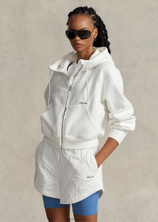 Ralph Lauren naised fliisist täistõmblukuga dolmanvarrukatega kapuuts PR0V3123 paber valge