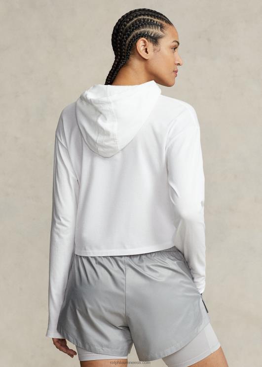Ralph Lauren naised kärbitud puuvillast jersey kapuuts PR0V3046 keraamiline valge