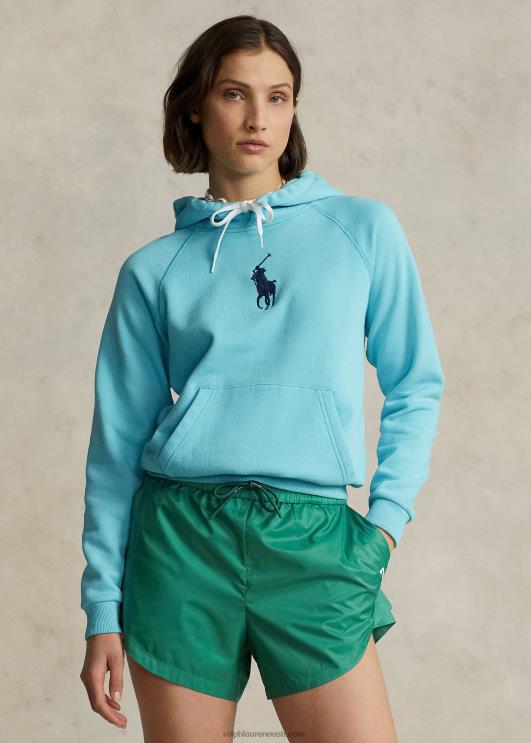 Ralph Lauren naised kahanenud istmega suur poni fliisist kapuuts PR0V3117 prantsuse türkiissinine