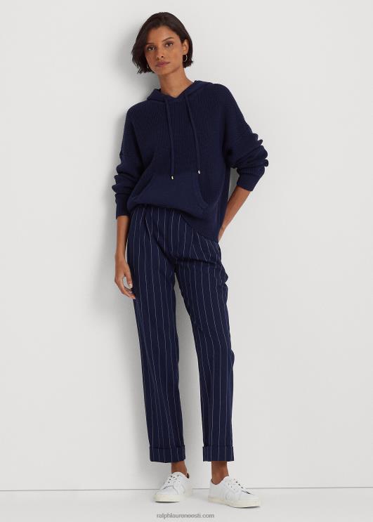 Ralph Lauren naised kammitud puuvillast kapuutsiga kampsun PR0V9568 rafineeritud merevägi