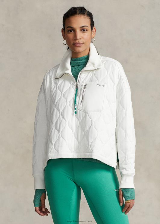 Ralph Lauren naised ülisuur tepitud pooltõmblukuga pullover PR0V3116 paber valge