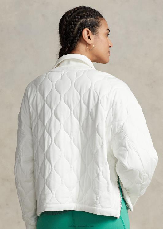 Ralph Lauren naised ülisuur tepitud pooltõmblukuga pullover PR0V3116 paber valge