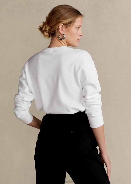 Ralph Lauren naised logoga graafiline fliisist dressipluus PR0V3352 valge