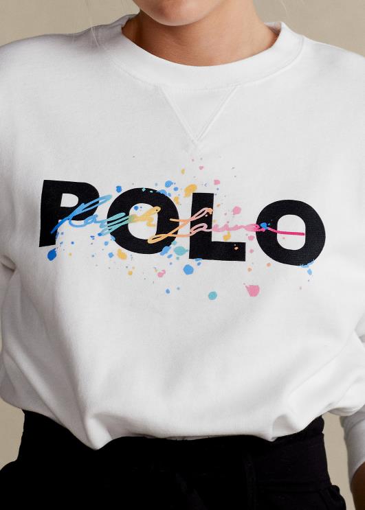 Ralph Lauren naised logoga graafiline fliisist dressipluus PR0V3352 valge