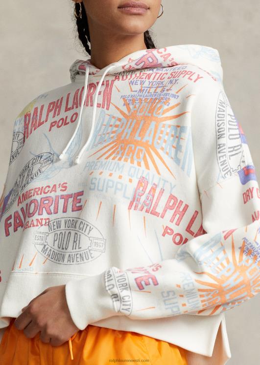 Ralph Lauren naised logoga graafiline ülisuur fliisist kapuuts PR0V3213 nevis