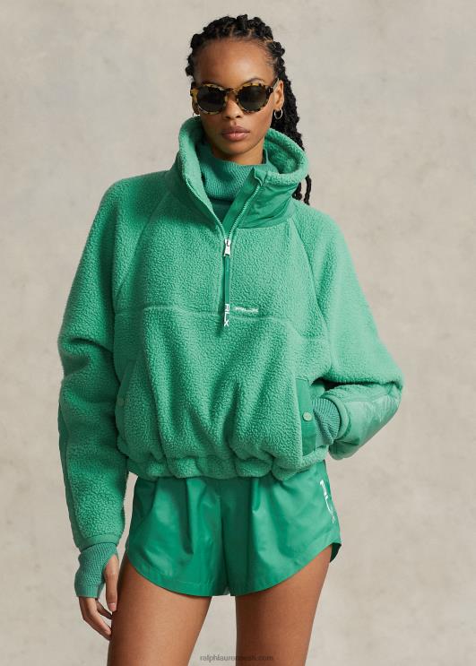 Ralph Lauren naised ripstop-trim kõrge karvkattega fliisist pullover PR0V3107 parveroheline