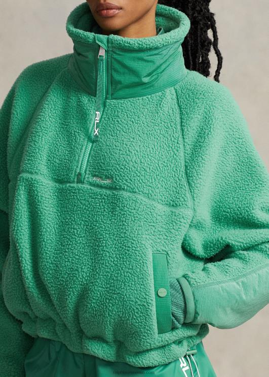 Ralph Lauren naised ripstop-trim kõrge karvkattega fliisist pullover PR0V3107 parveroheline