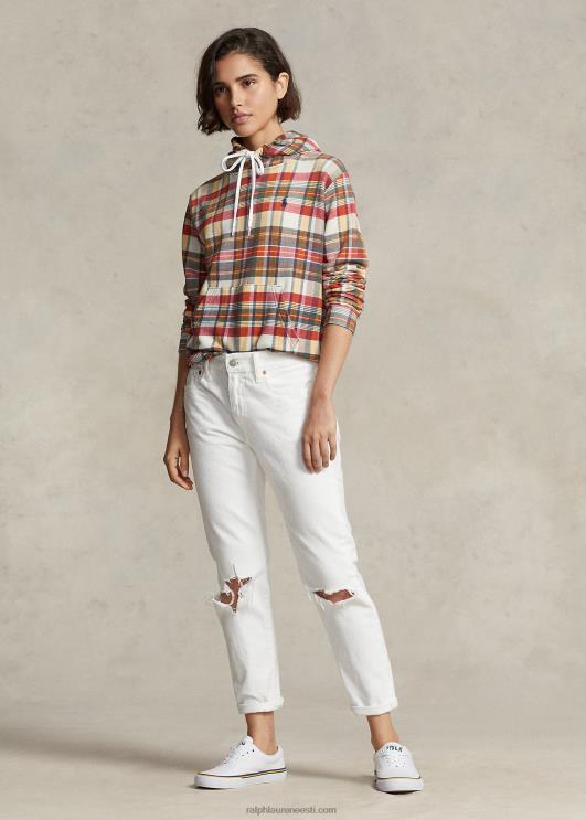 Ralph Lauren naised ruuduline kokkutõmbunud prantsuse frotee kapuuts PR0V3169 madras multi