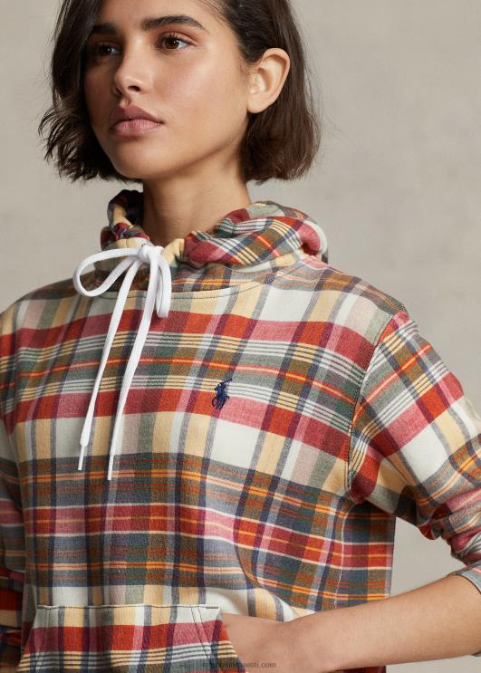 Ralph Lauren naised ruuduline kokkutõmbunud prantsuse frotee kapuuts PR0V3169 madras multi