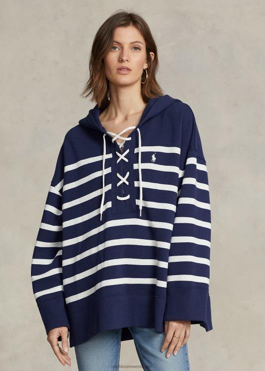 Ralph Lauren naised triibuline nöörfliisist pullover PR0V3044 newporti merevägi/valge