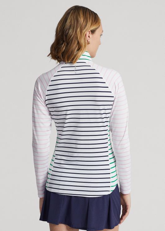 Ralph Lauren naised triibuline stretšjersey pullover PR0V3719 puhas valge/tumesinine/roosa