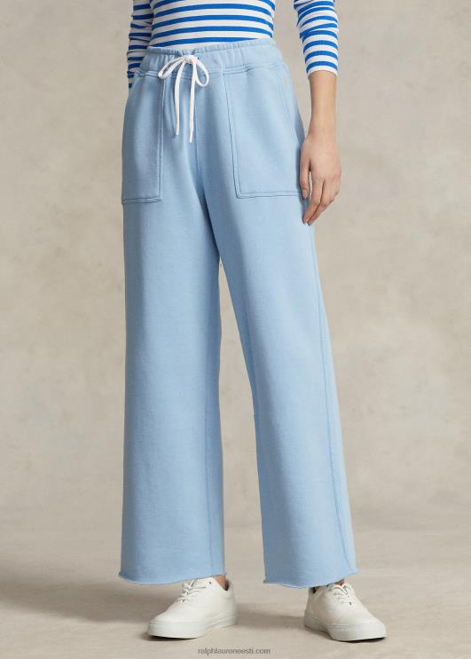 Ralph Lauren naised lõikeäärega fliisist dressipüksid PR0V3056 pulber sinine