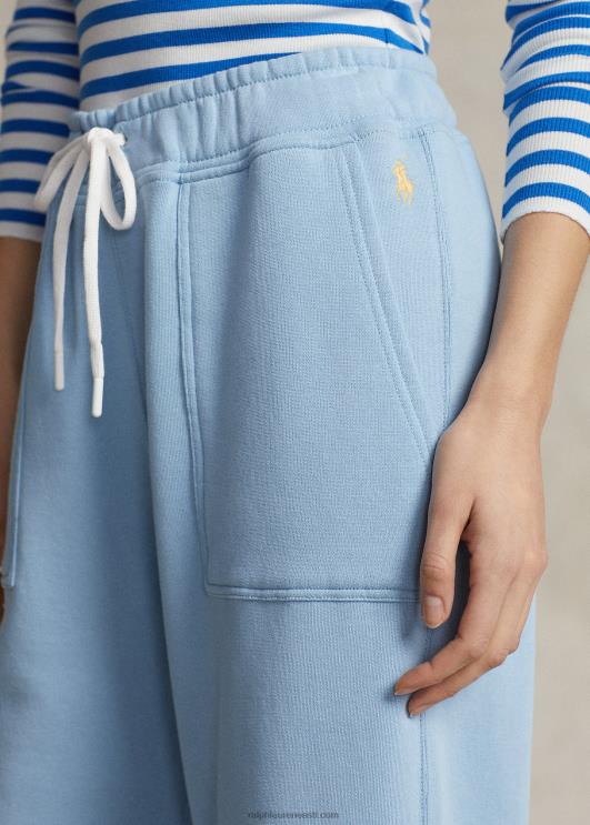 Ralph Lauren naised lõikeäärega fliisist dressipüksid PR0V3056 pulber sinine