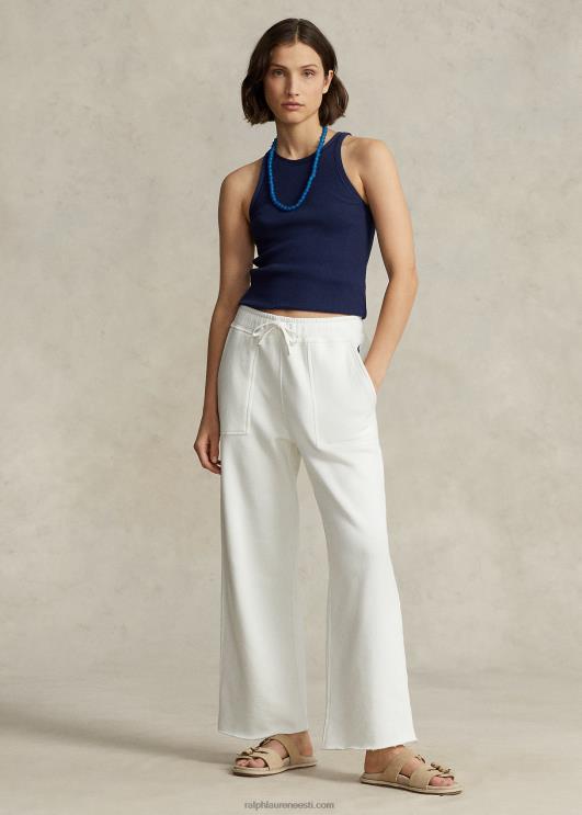 Ralph Lauren naised lõikeäärega fliisist dressipüksid PR0V3057 tekipesu valge