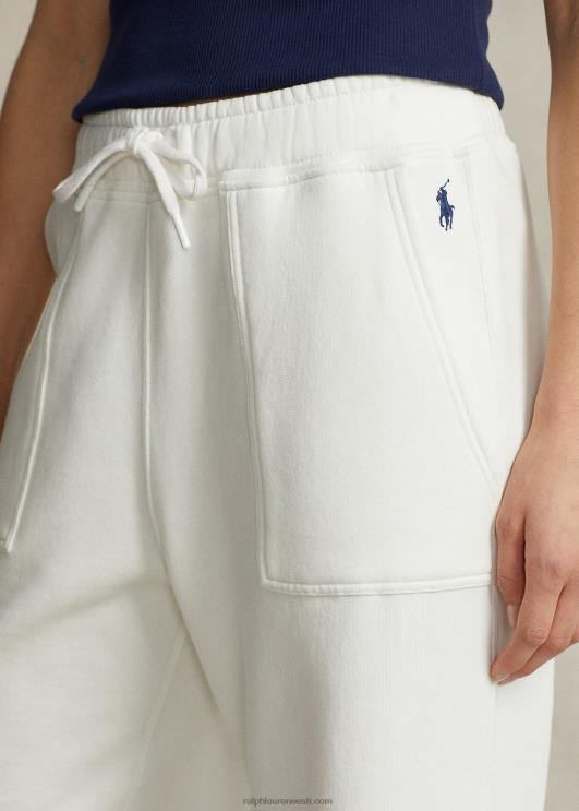 Ralph Lauren naised lõikeäärega fliisist dressipüksid PR0V3057 tekipesu valge