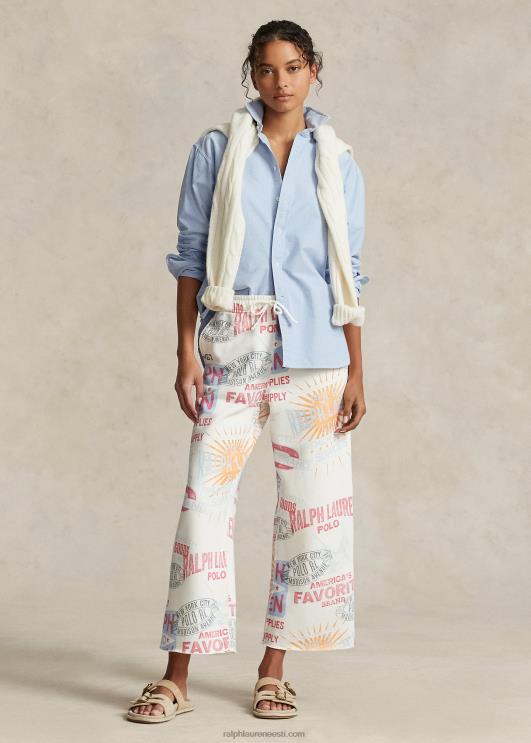 Ralph Lauren naised logoga graafiline fliisist sportlikud pahkluupüksid PR0V9196 nevis