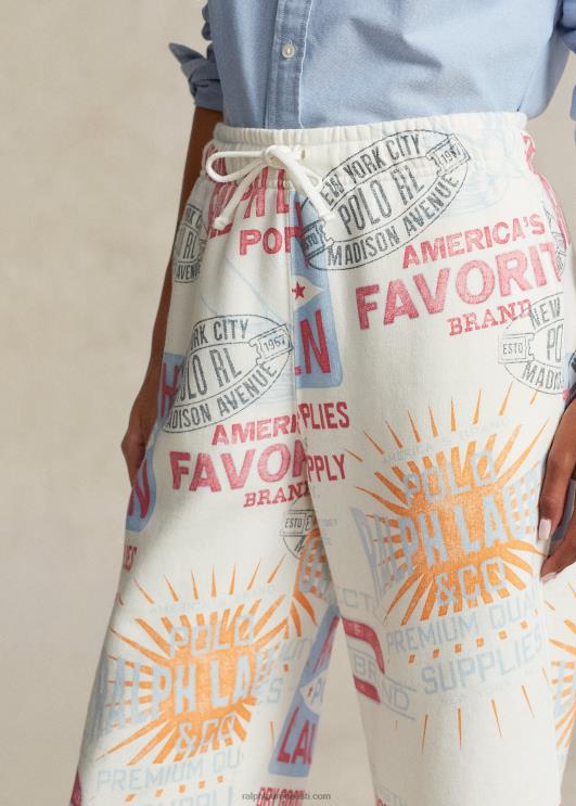 Ralph Lauren naised logoga graafiline fliisist sportlikud pahkluupüksid PR0V9196 nevis