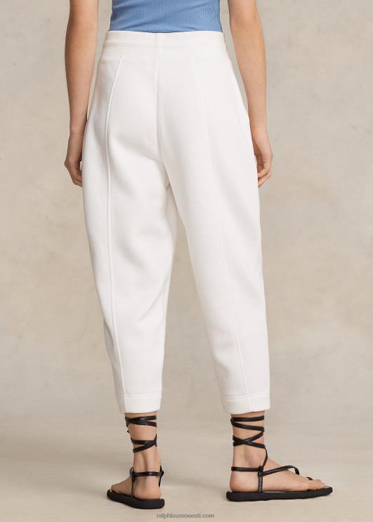 Ralph Lauren naised puuvillasegu-fliisist porgandi dressipüksid PR0V3128 paber valge