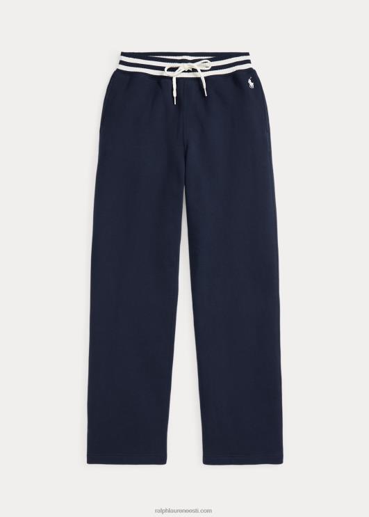 Ralph Lauren naised triibulise vöökohaga fliisist dressipüksid PR0V3101 Newporti merevägi