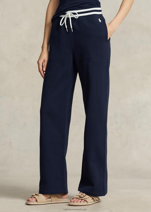 Ralph Lauren naised triibulise vöökohaga fliisist dressipüksid PR0V3101 Newporti merevägi