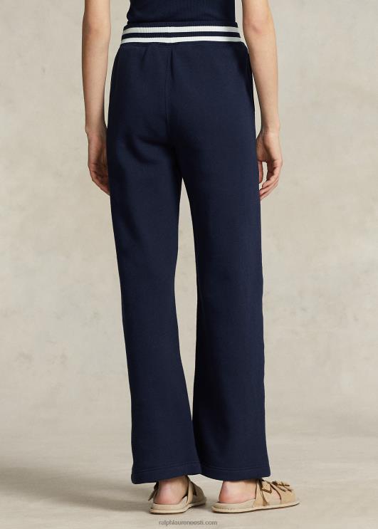 Ralph Lauren naised triibulise vöökohaga fliisist dressipüksid PR0V3101 Newporti merevägi