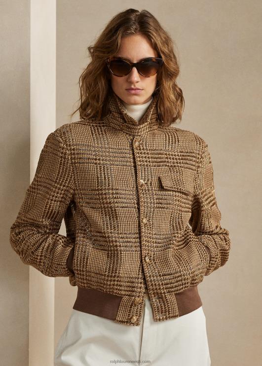 Ralph Lauren naised araminta kaunistatud ruuduline jakk PR0V3565 kaamel/pruun