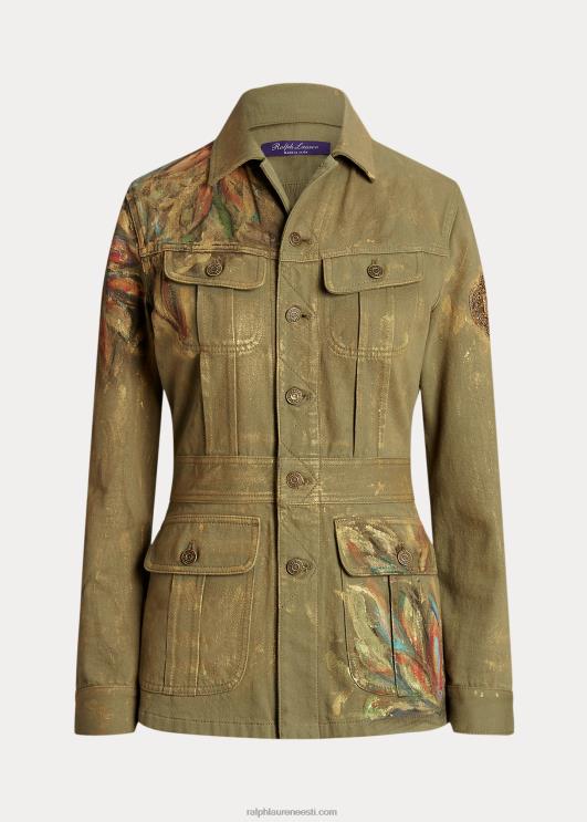 Ralph Lauren naised bacalli kaunistusega teksajakk PR0V3597 eksootiline roheline lilleline