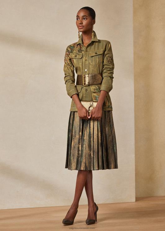 Ralph Lauren naised bacalli kaunistusega teksajakk PR0V3597 eksootiline roheline lilleline