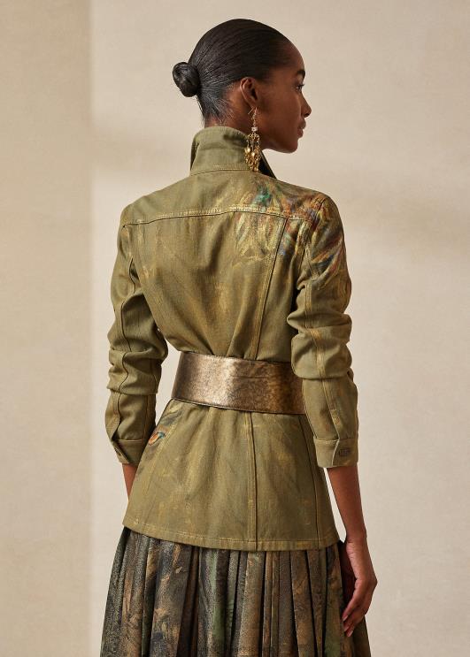 Ralph Lauren naised bacalli kaunistusega teksajakk PR0V3597 eksootiline roheline lilleline