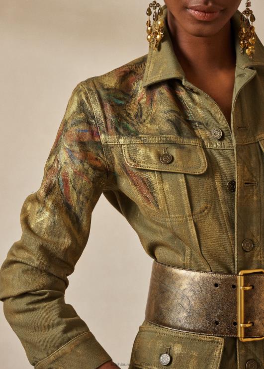 Ralph Lauren naised bacalli kaunistusega teksajakk PR0V3597 eksootiline roheline lilleline