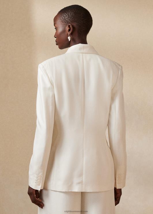 Ralph Lauren naised gregory siidist shantung smokingu jakk PR0V3516 valkjas