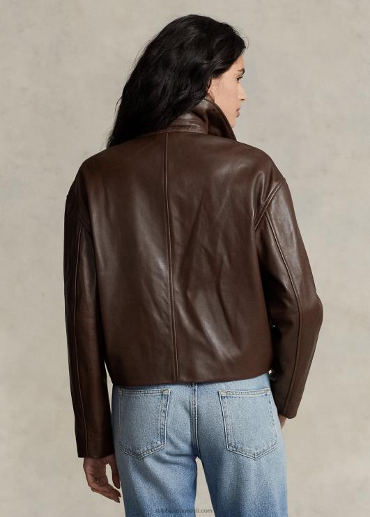 Ralph Lauren naised kärbitud nahast bomberjakk PR0V3221 pruun