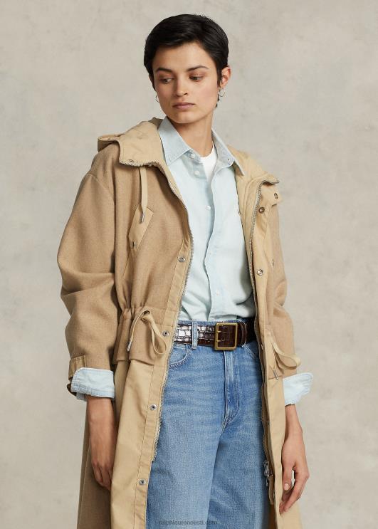 Ralph Lauren naised kapuutsiga pikk välijope PR0V3229 monument tan