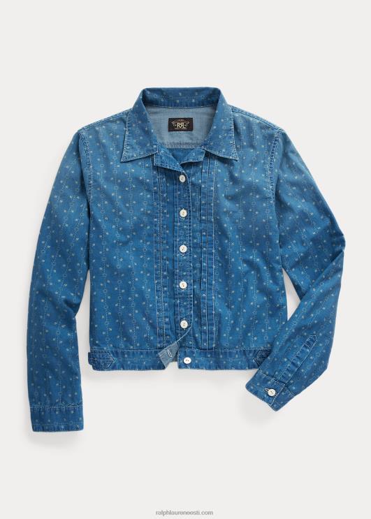 Ralph Lauren naised lilleline puuvillane-linane särkjakk PR0V3636 indigo multi