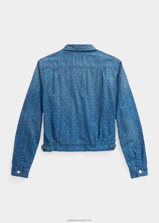 Ralph Lauren naised lilleline puuvillane-linane särkjakk PR0V3636 indigo multi