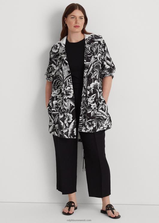 Ralph Lauren naised lilleline ripstop kapuutsiga tuulejope PR0V4578 must valge