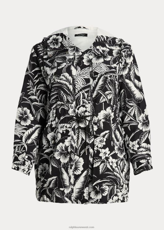 Ralph Lauren naised lilleline ripstop kapuutsiga tuulejope PR0V4578 must valge