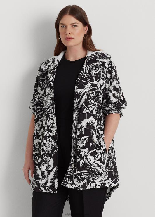 Ralph Lauren naised lilleline ripstop kapuutsiga tuulejope PR0V4578 must valge