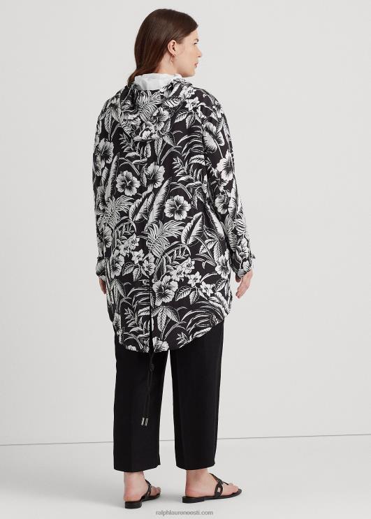 Ralph Lauren naised lilleline ripstop kapuutsiga tuulejope PR0V4578 must valge